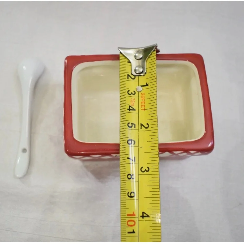 Pier 1 Imports Hand-Painted Earthenware BURGER Condiments Spinner Tray